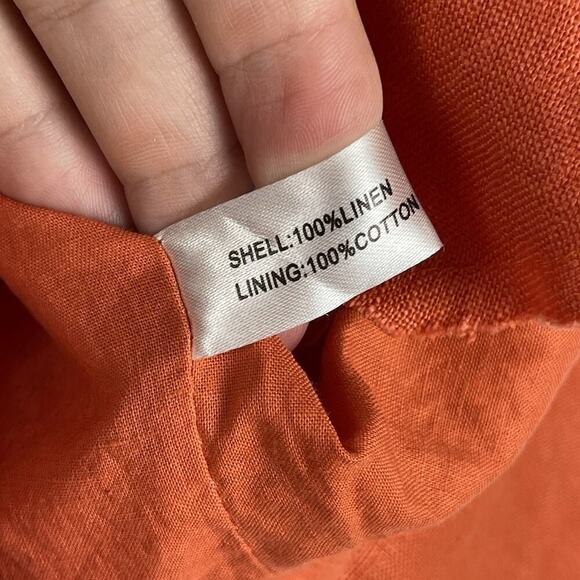 TASHA POLIZZI Blazer Jacket Women's XL Linen Orange Raw Hem 3/4 Sleeves Western - Picture 7 of 9